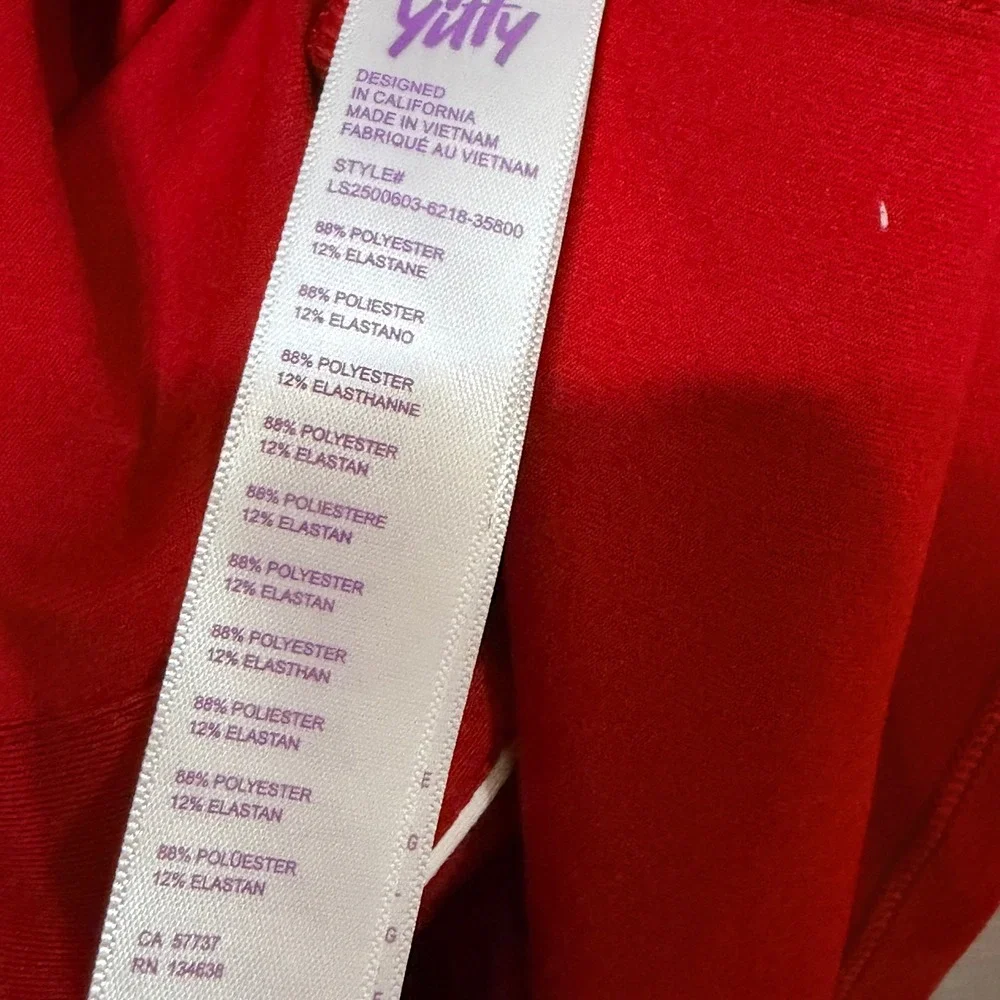 Yitty Cloud Jersey Sleep Set Holly Berry Red Long Sleeve Wide Leg Pajamas M NEW